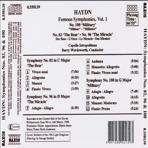 Famous Symphonies, Volume 1: no. 100 "Military" / no. 82 "The Bear" / no. 96 "The Miracle" album thumb