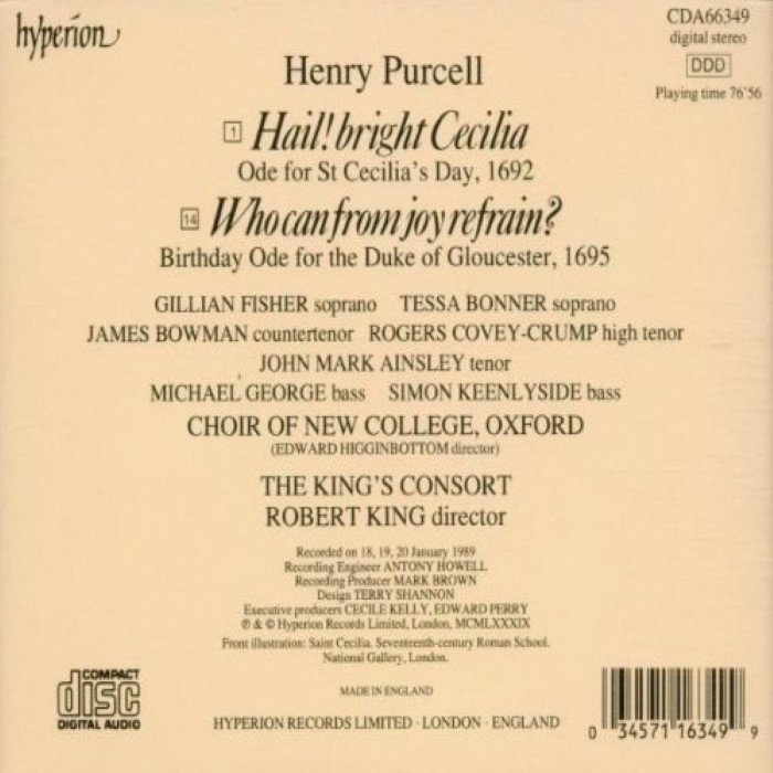 "Hail! bright Cecilia" / "Who can from joy refrain" (Choir of New College, Oxford, The King's Consort feat. conductor: Robert King) cover