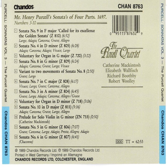 Sonnatas, Volume 3 (The Purcell Quartet) cover