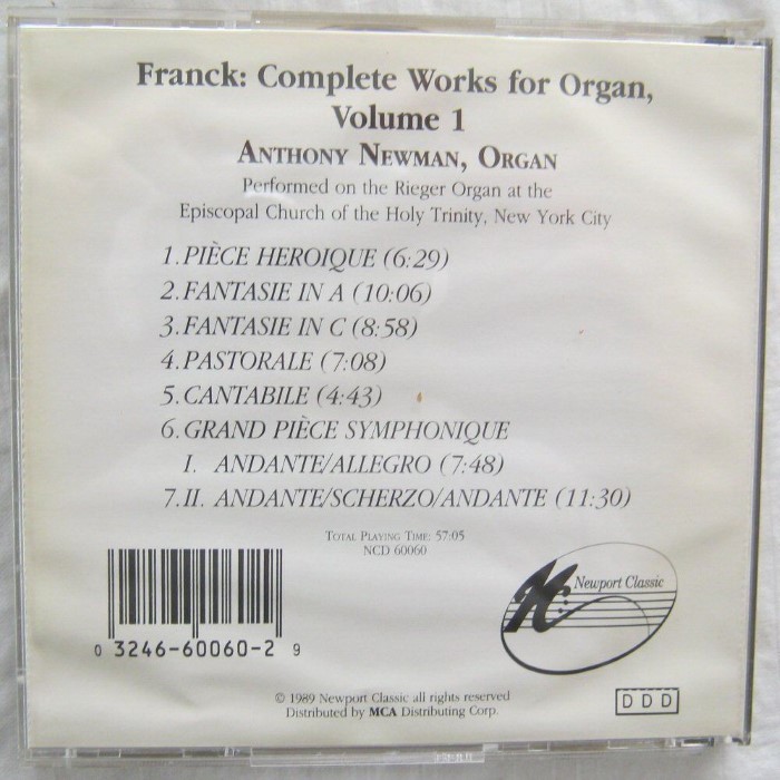 Complete Works for Organ, Volume 1 (Anthony Newman) cover