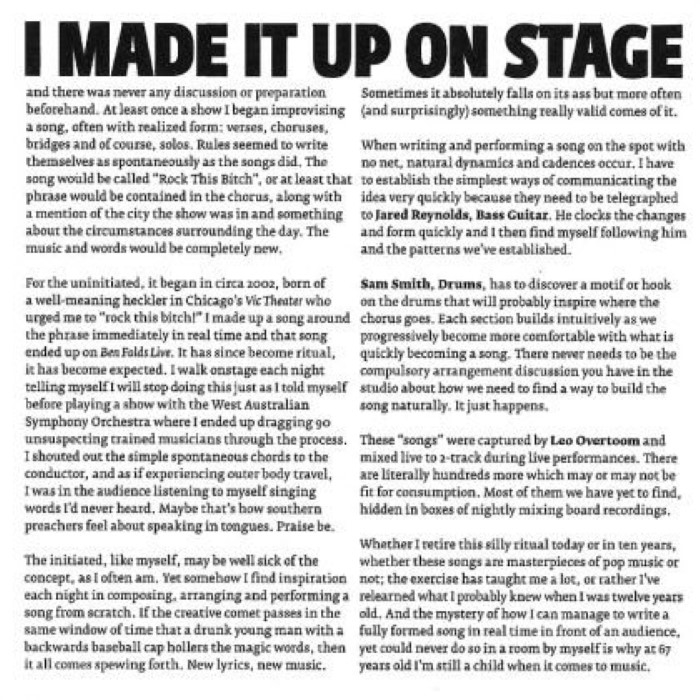 I Made It Up on Stage cover