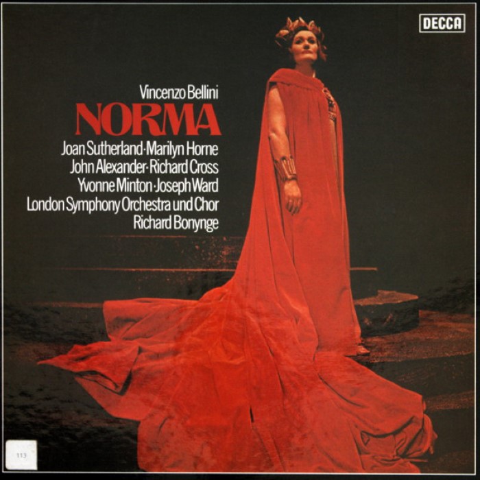 Norma (London Symphony Orchestra feat. conductor: Richard Bonynge, soprano: Joan Sutherland, mezzo-soprano: Marilyn Horne, tenor: John Alexander, bass-baritone: Richard Cross) cover